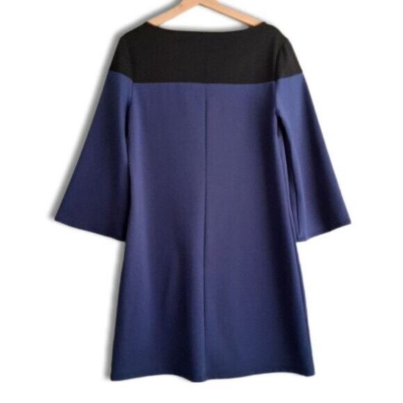 GAP | Long Sleeve Colorblock Shift Dress Knee Length Pull Over Black & Blue Sz M - Picture 7 of 12
